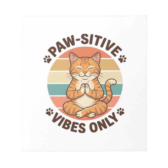 Bloco De Notas Vibrações Positivas Apenas Gato Meditando Design R (Frente)