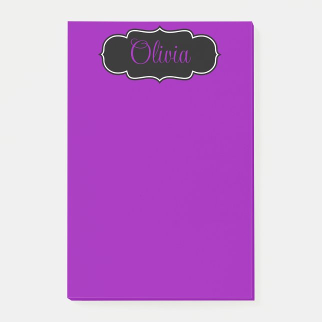 Bloco De Notas Vibrante, Bold Fuchsia Purple Personalizado (Frente)