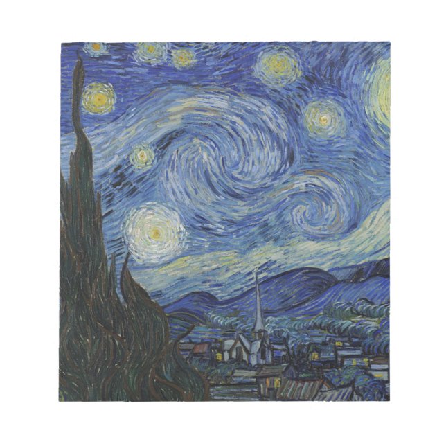 Bloco De Notas Vincent Van Gogh - Noite Estrelada. Pintura de art (Frente)