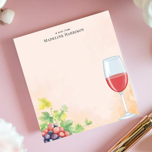 Bloco De Notas Vinha de Vinho Tinto e Uvas Nome Personalizado