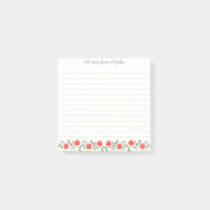 Bloco De Notas Vinhetas Douradas Florais Vermelhos Elegantes
