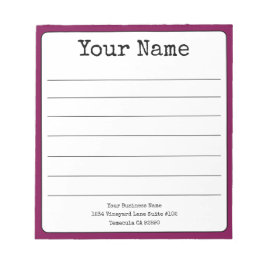 Bloco De Notas Vinho Simples Cor Lined Retro Adicione Seu Nome