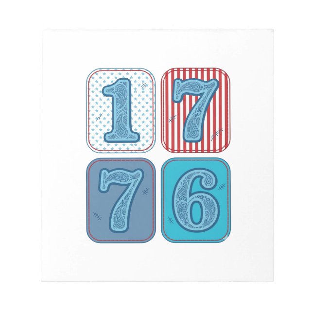 Bloco De Notas Vintage 1776 Remendo Patriótico (Frente)