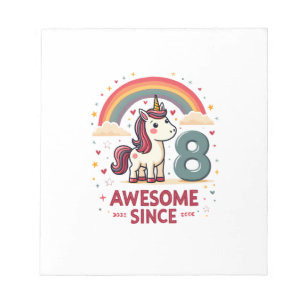 Bloco De Notas Vintage 8 Incrível Desde 2018 Unicórnio Aniversári