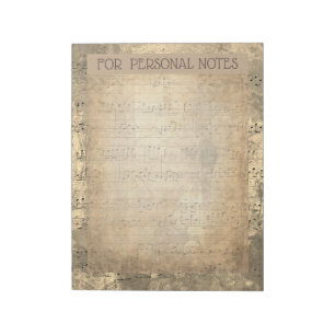Bloco De Notas Vintage antigas notas de música efemera