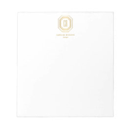 Bloco De Notas Vintage Art Deco Monograma Dourado/Branco