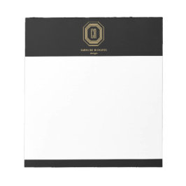 Bloco De Notas Vintage Art Deco Monograma Dourado/Preto