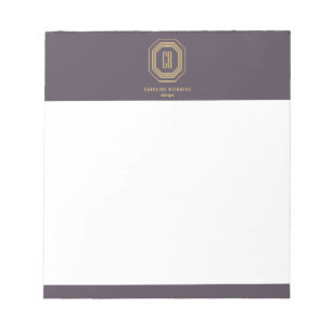 Bloco De Notas Vintage Art Deco Monograma Dourado/Roxo