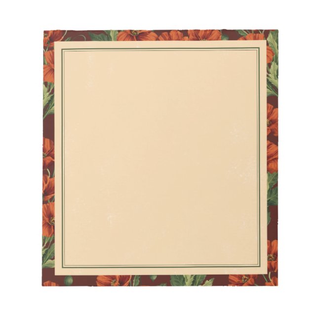 Bloco De Notas Vintage Bloom Papoulas Carmesim (Frente)