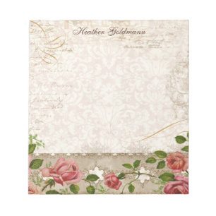 Bloco De Notas Vintage Blush Rosa Rosa Rosa Trellis, Victoriana E