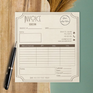 Bloco De Notas vintage castanho com logotipo fatura para pequenas