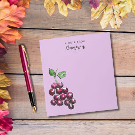 Bloco De Notas Vintage, Desenhada À Mão, Uvas De Cor Da Água Plum