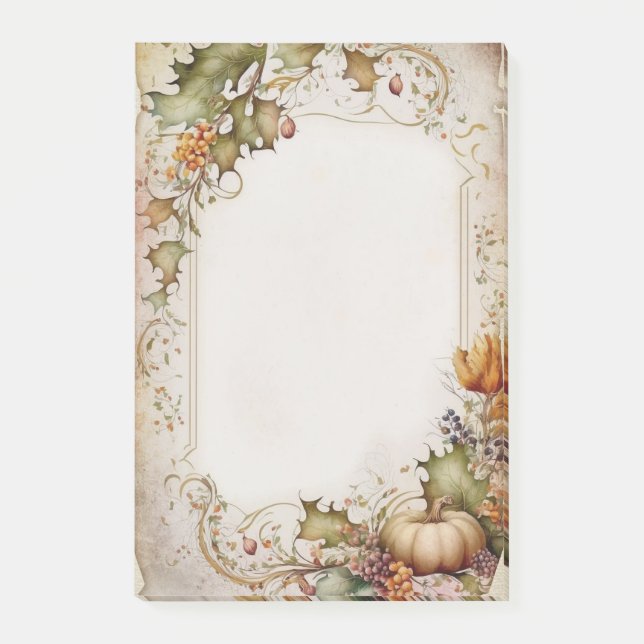 Bloco De Notas Vintage Fall Pumpkin and Leaves (Frente)