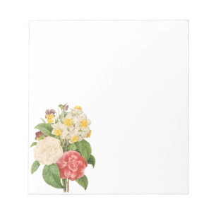 Bloco De Notas Vintage Floral Camelia Daffodil Flowers por Redout