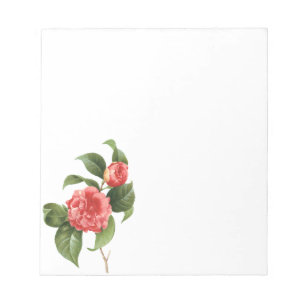 Bloco De Notas Vintage floral, flores cor-de-rosa da camélia por