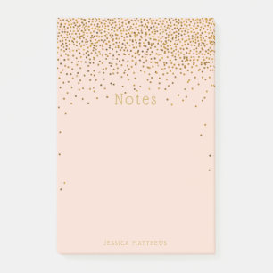 Bloco De Notas Vintage Glam Dourado Confetti, Rosa