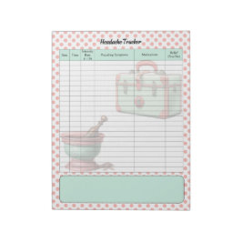 Bloco De Notas Vintage Healthcare Headache Tracker