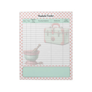 Bloco De Notas Vintage Healthcare Headache Tracker