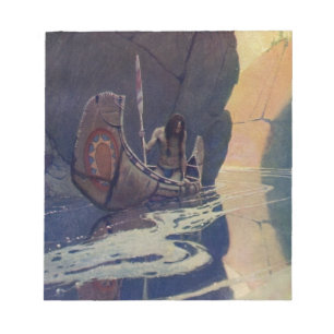 Bloco De Notas Vintage Indian Canoe remando Sun Classic