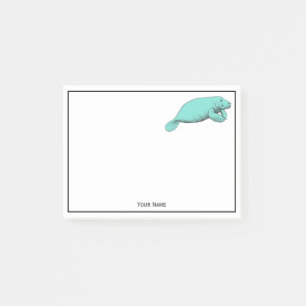 Bloco De Notas Vintage Manatee Drawing Aqua