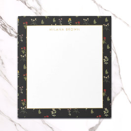 Bloco De Notas Vintage Negra Wildflower e nome Dourado