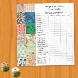 Bloco De Notas Vintage Patchwork Yahtzee Night