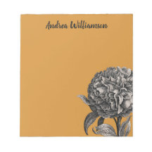 Vintage Peony Flower Illustration on Butterscotch
