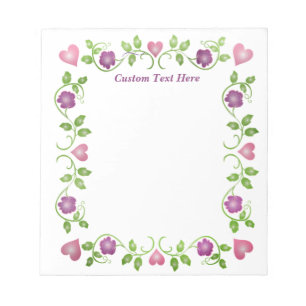 Bloco De Notas Vintage Purple Floral Cor-de-Rosa Verde