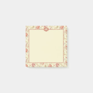Bloco De Notas Vintage Red Tulipes e Hydrangea Floral Monograma
