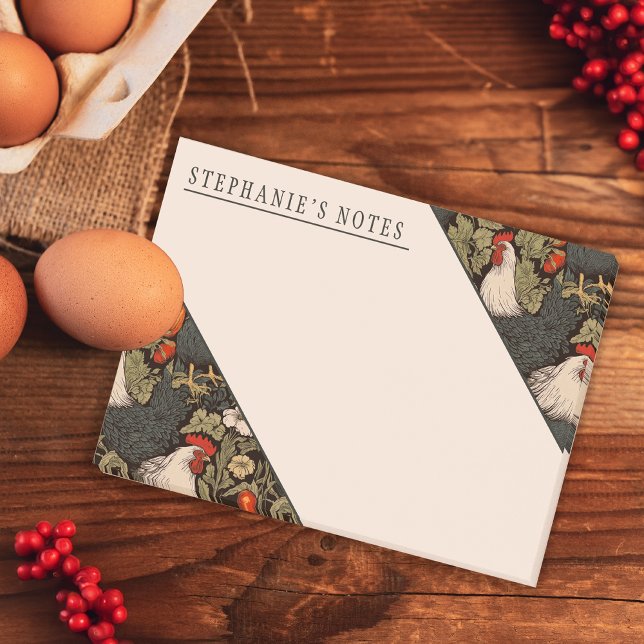 Bloco De Notas Vintage Roosters no Jardim (Criador carregado)