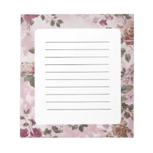 Bloco De Notas Vintage Rosa Floral Watercolor Simples