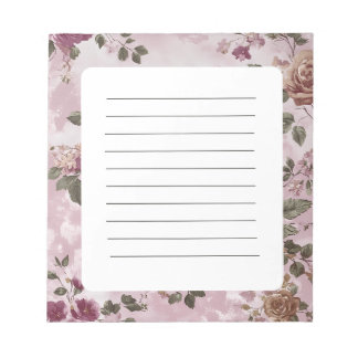 Bloco De Notas Vintage Rosa Floral Watercolor Simples