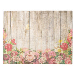 Bloco De Notas Vintage Rosas Rústicos Românticos Madeira