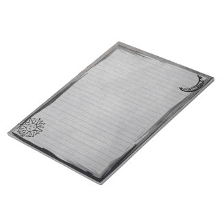 Bloco De Notas Vintage Rustic Sun Moon na Cinza Linhada