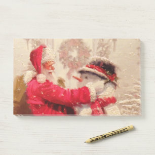 Bloco De Notas Vintage Santa Claus Snowman Natal Festivo