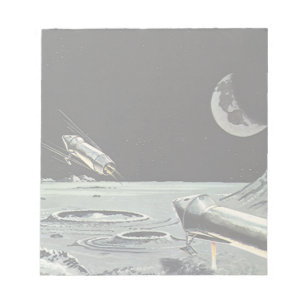 Bloco De Notas Vintage Science Fictions, Rocket ships Moon Planet