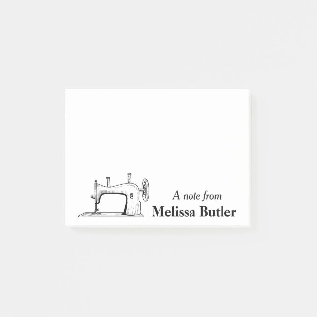 Bloco De Notas Vintage Sewing Machine Personalizado (Frente)