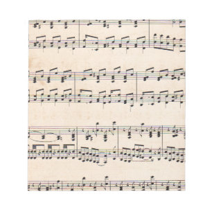 Bloco De Notas Vintage Sheet Music Score Black and White Notes