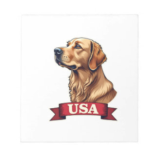 Bloco De Notas Vintage USA Golden Retriever Engraving Shirt