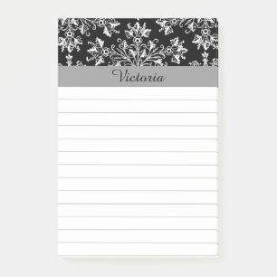 Bloco De Notas Vintage White Vintage Damask Floral Links