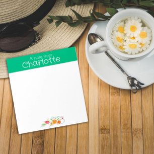 Bloco De Notas Vintage wilflower watercolor green