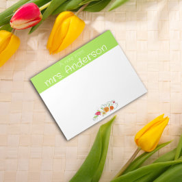 Bloco De Notas Vintage wilflower watercolor green professora