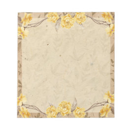 Bloco De Notas Vintage Yellow Roses Floral