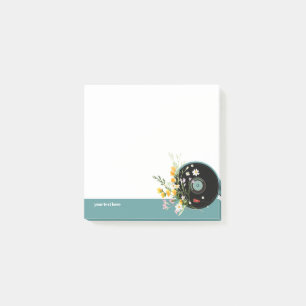 Bloco De Notas Vinyl Record, floral, Oldies Rustic, música femini