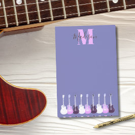 Bloco De Notas Violão elétrico acústico roxo rosa Monogram