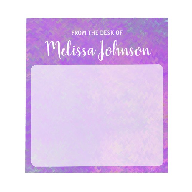 Bloco De Notas Violeta Mármore Personalizado e Bonito (Frente)