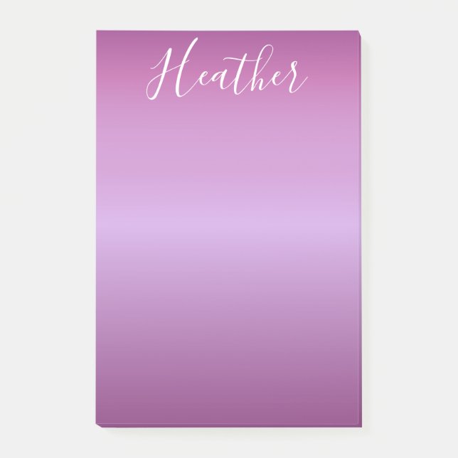 Bloco De Notas Violeta Roxa e Script Branco Personalizado (Frente)
