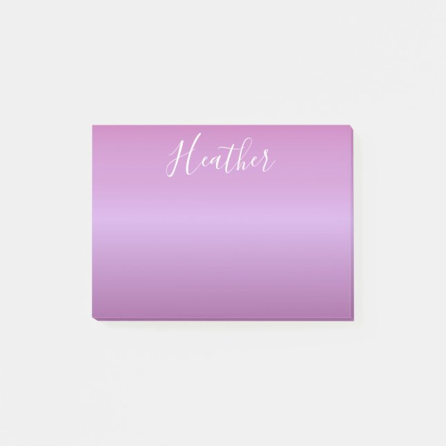 Bloco De Notas Violeta Roxa e Script Branco Personalizado (Frente)