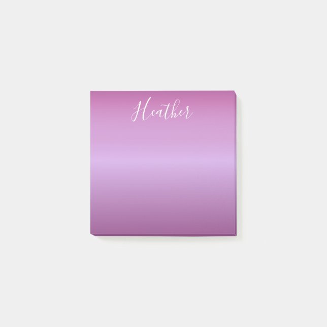 Bloco De Notas Violeta Roxa e Script Branco Personalizado (Frente)