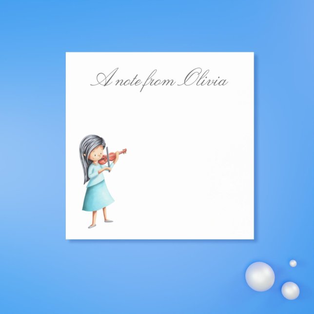 Bloco De Notas Violinista Cute (Cute Violinist Performer Girl  Post-it Notes)